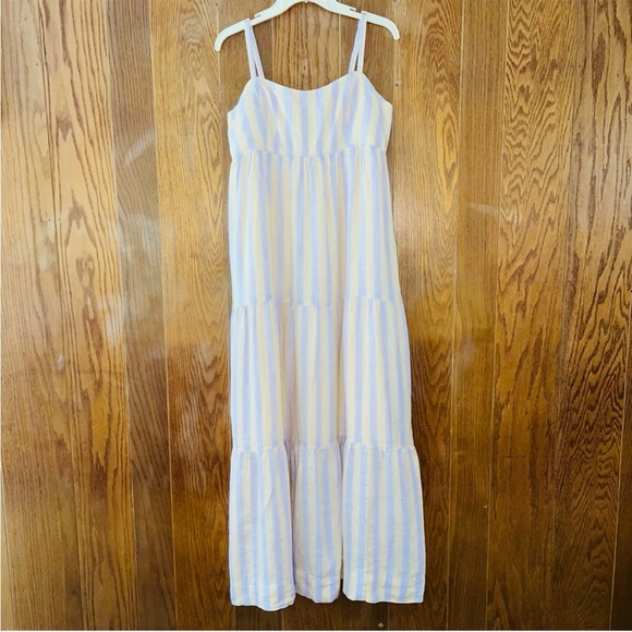 Lilly Pulitzer Javanne Linen Maxi Dress EUC Lilac Island Secrets Stripe 4 - Picture 1 of 12